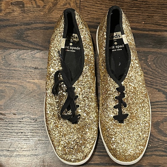 Kate Spade Glittering Gold Lace-Up Keds Shoes - Picture 3 of 10